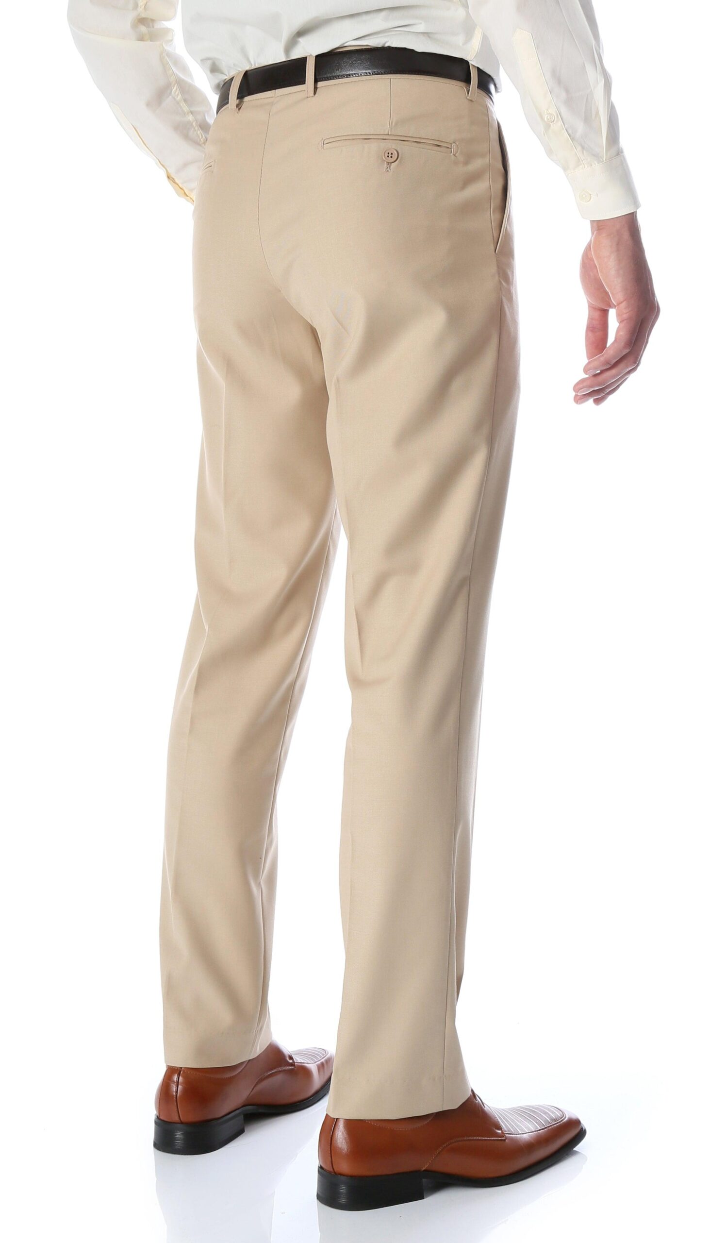 Ferrecci Men's Halo Tan Slim Fit Flat-Front Dress Pants - Image 2