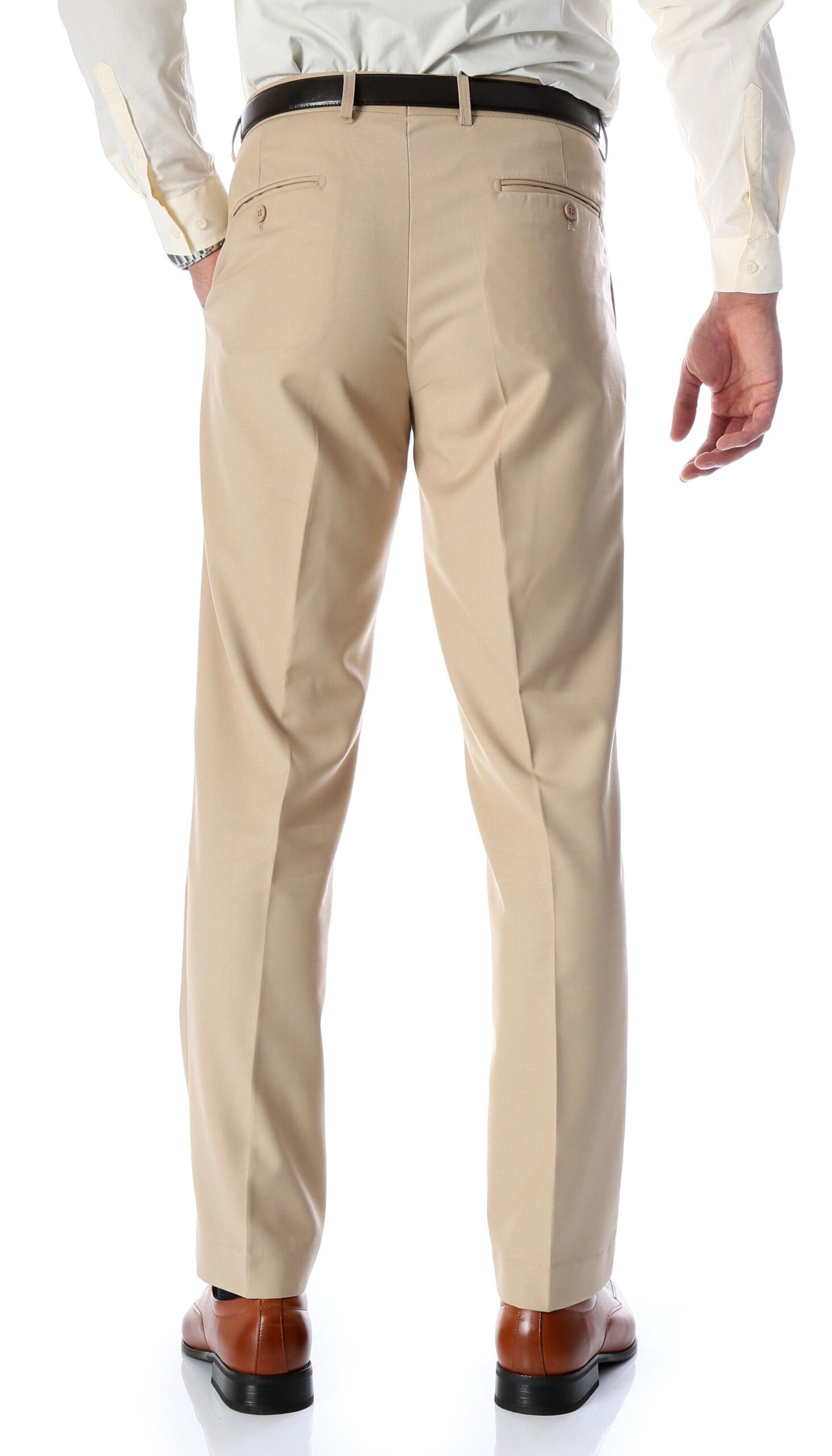 Ferrecci Men's Halo Tan Slim Fit Flat-Front Dress Pants - Image 3