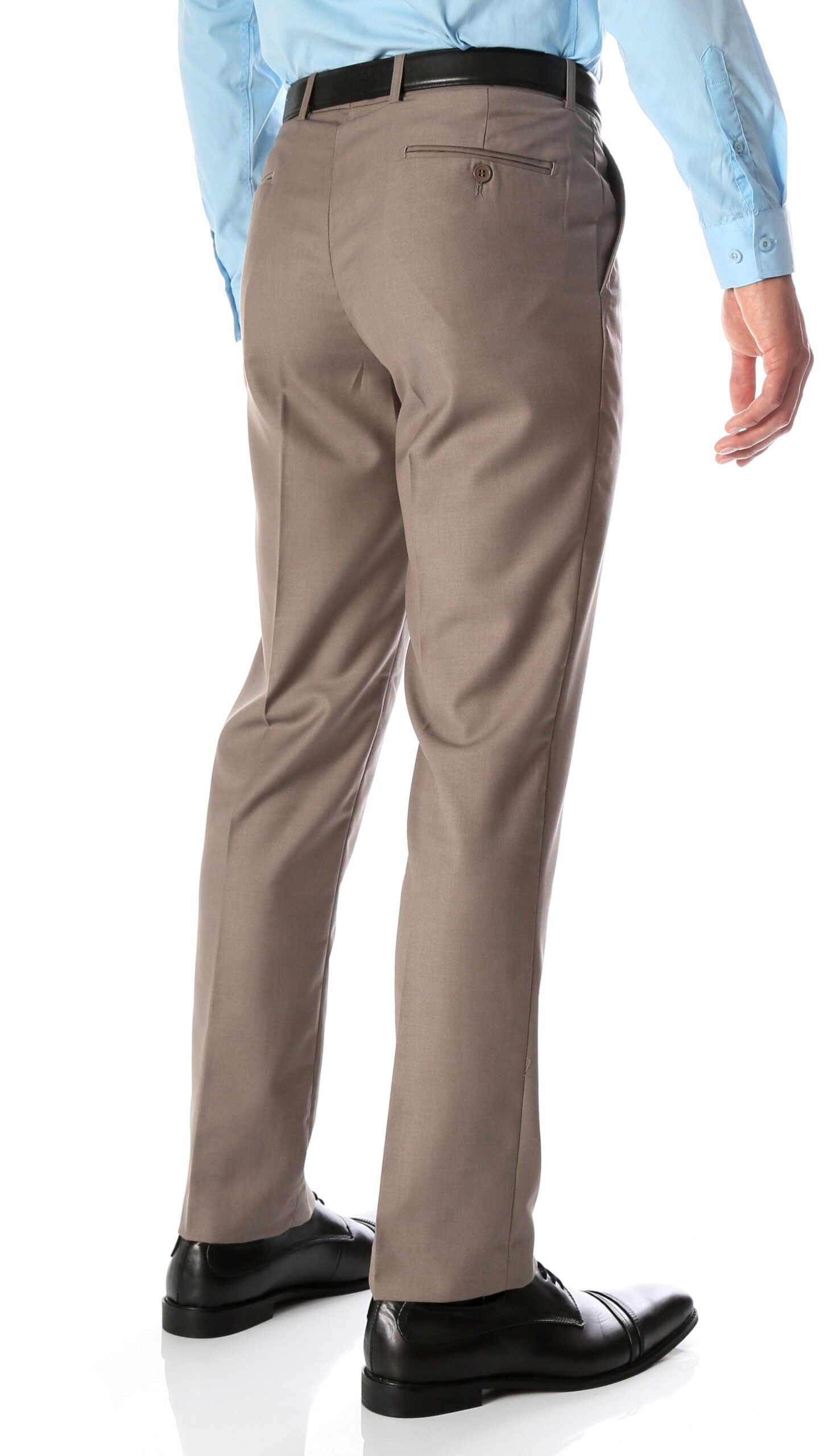 Ferrecci Men's Halo Taupe Slim Fit Flat-Front Dress Pants - Image 2