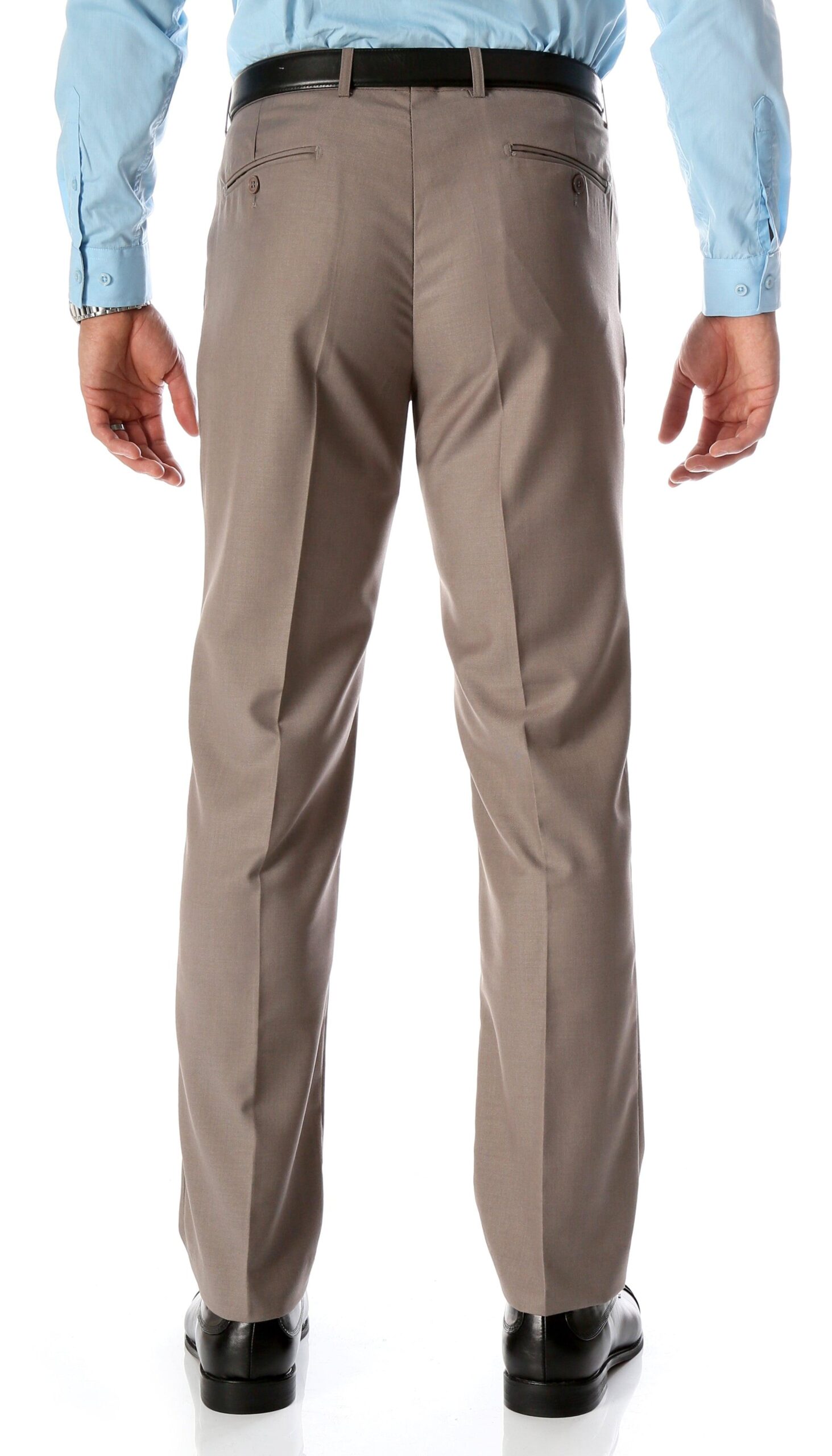 Ferrecci Men's Halo Taupe Slim Fit Flat-Front Dress Pants - Image 3