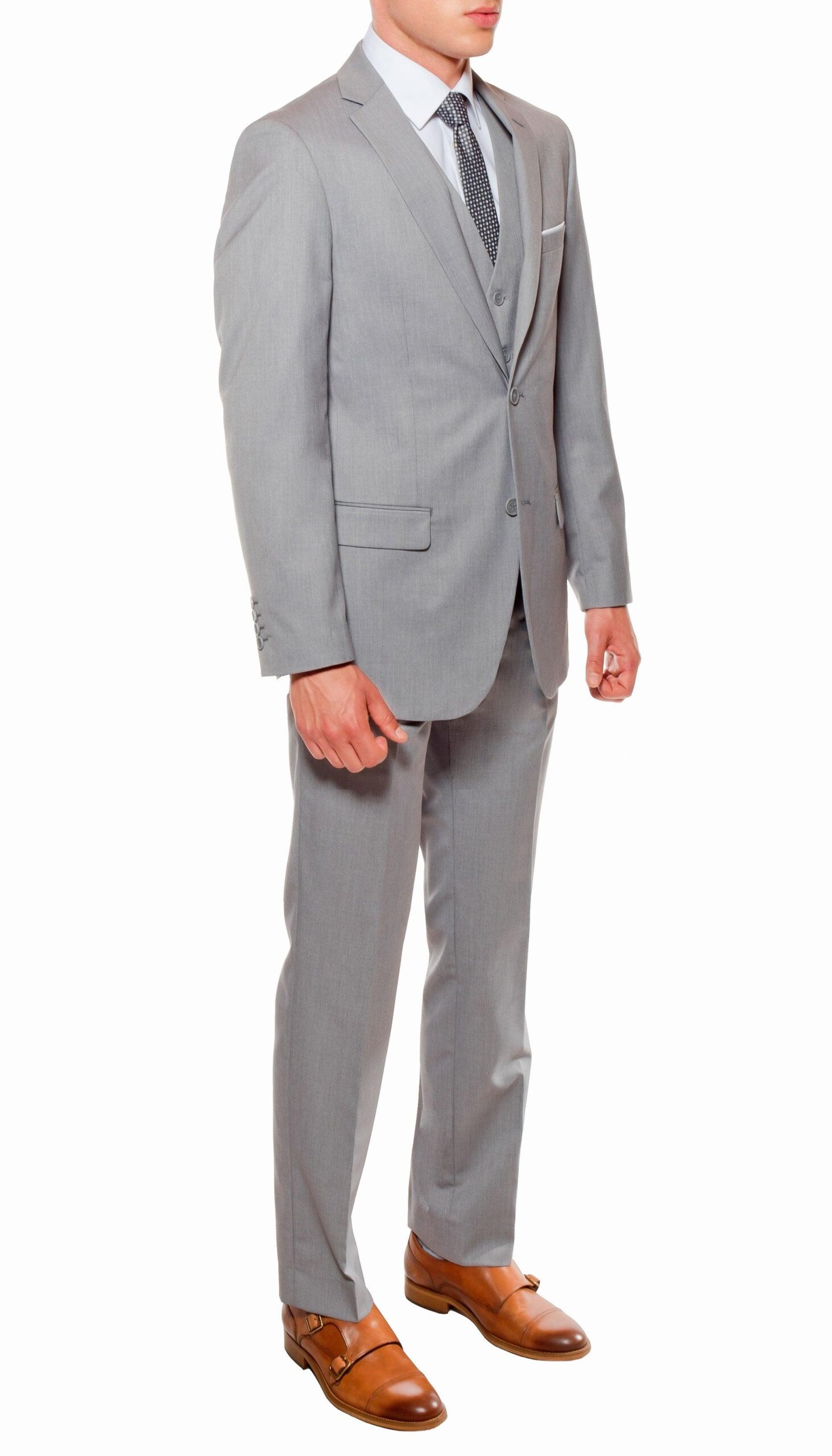 Ferrecci Mens Savannah Light Grey Slim Fit 3 Piece Suit - Image 3