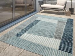 In- & Outdoor Rug Marrakesh Carved Design - Aqua Blue