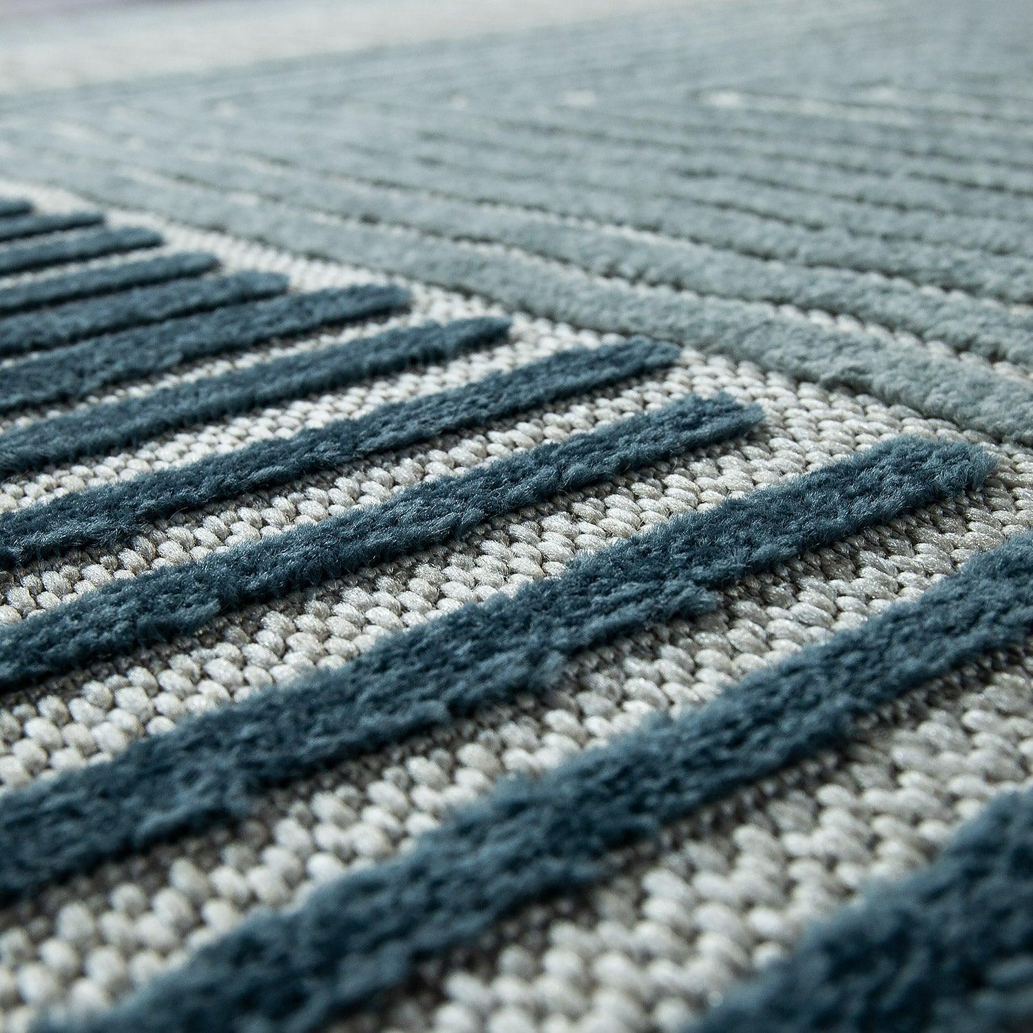In- & Outdoor Rug Marrakesh Carved Design - Aqua Blue - Image 3