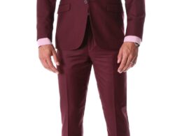 Oslo Burgundy Notch Lapel 2 Piece Slim Fit Suit