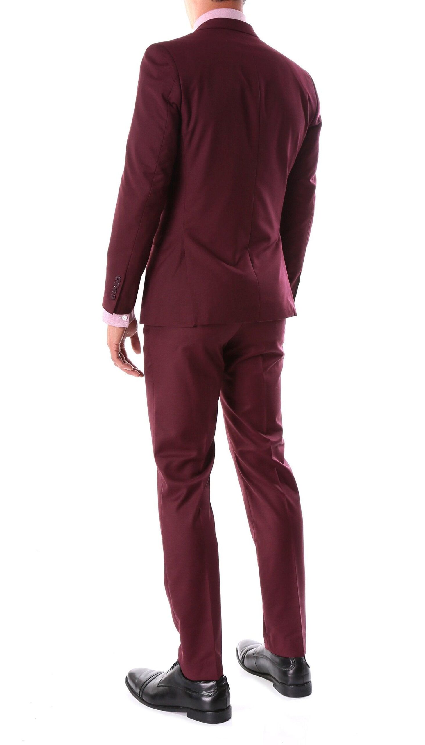 Oslo Burgundy Notch Lapel 2 Piece Slim Fit Suit - Image 3