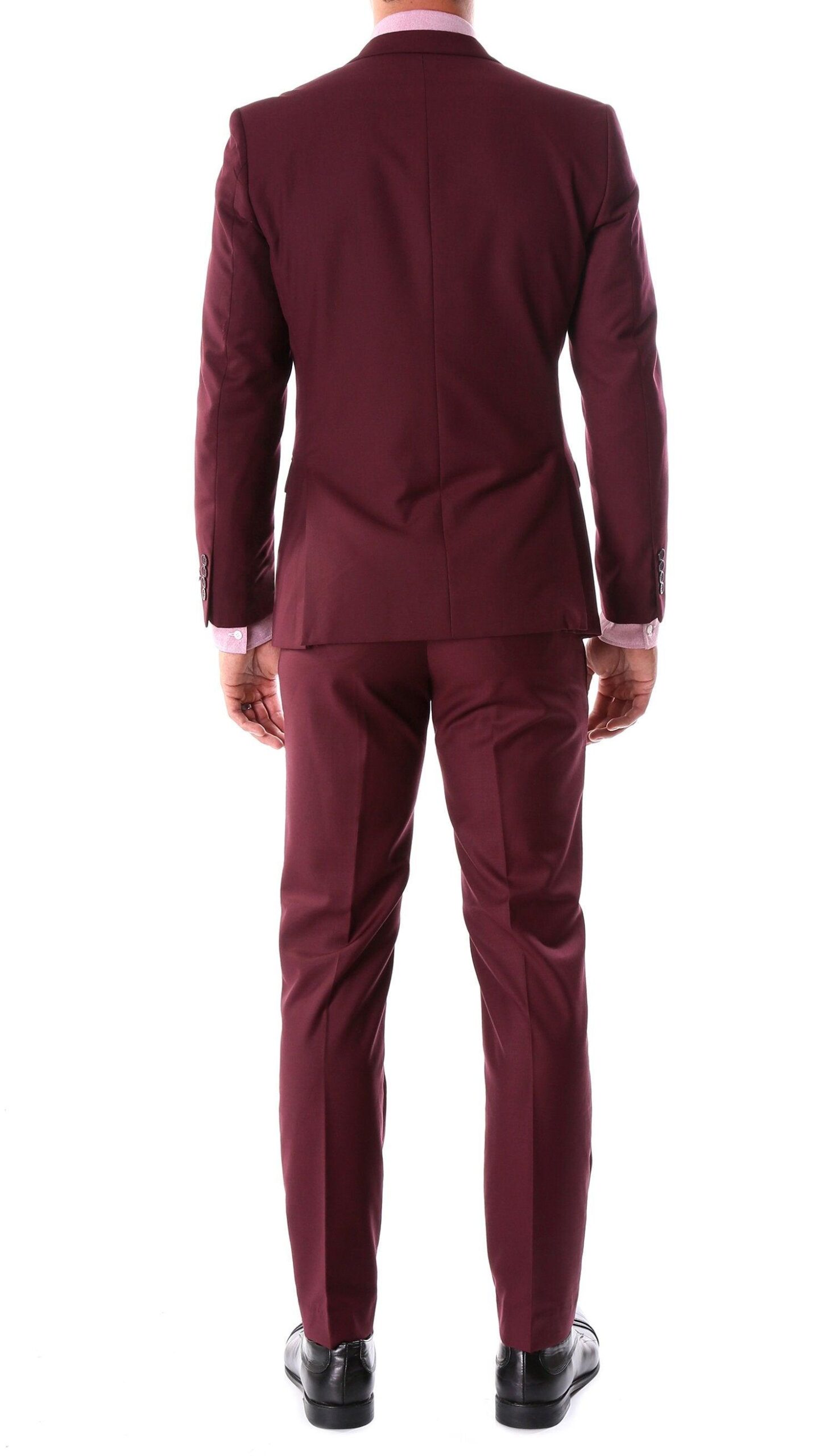 Oslo Burgundy Notch Lapel 2 Piece Slim Fit Suit - Image 4