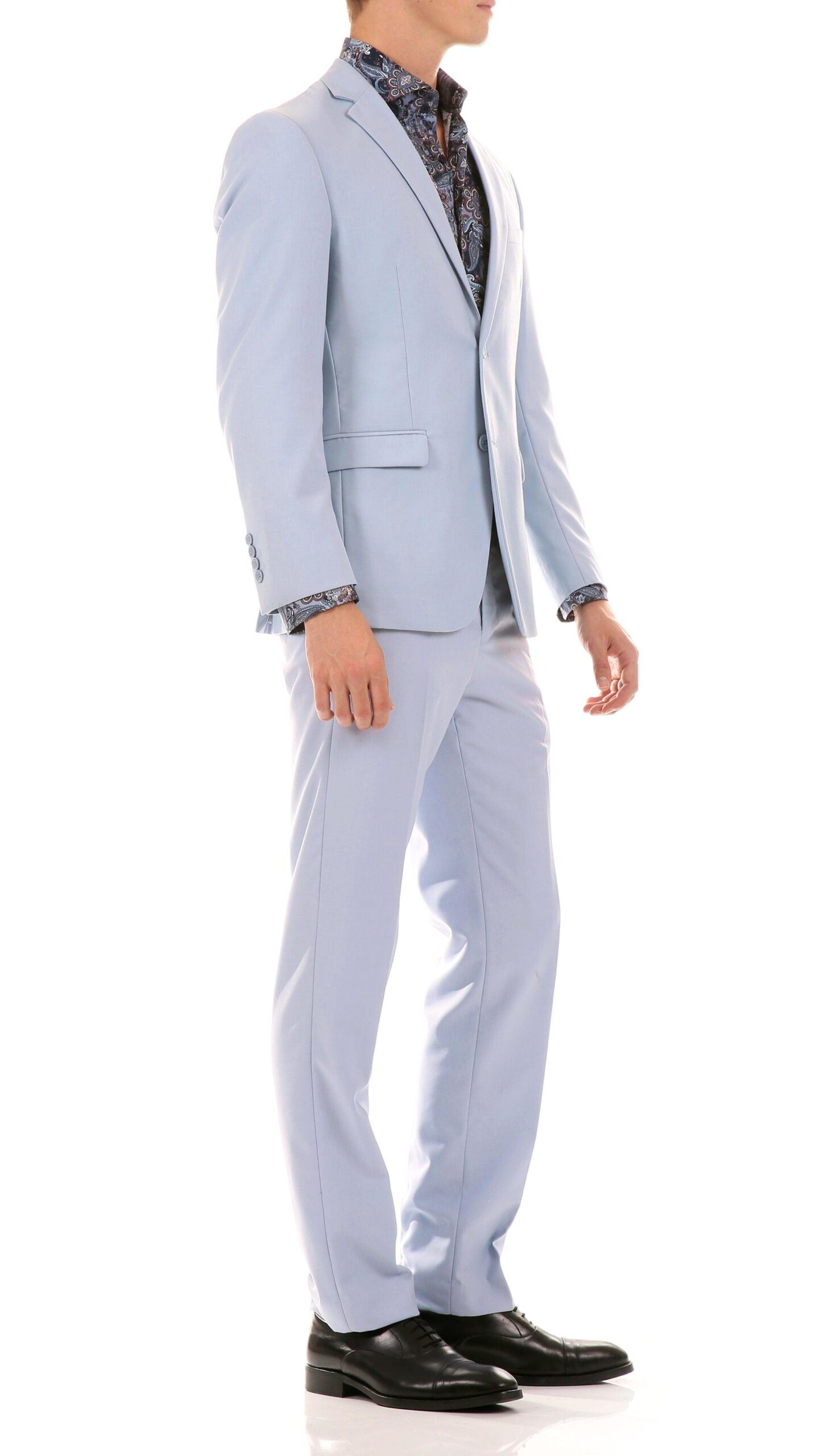 Oslo Sky Blue Slim Fit Notch Lapel 2 Piece Suit - Image 2