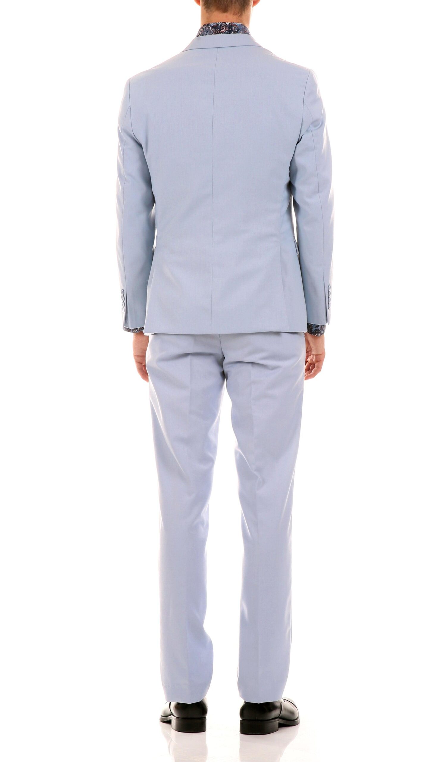Oslo Sky Blue Slim Fit Notch Lapel 2 Piece Suit - Image 3