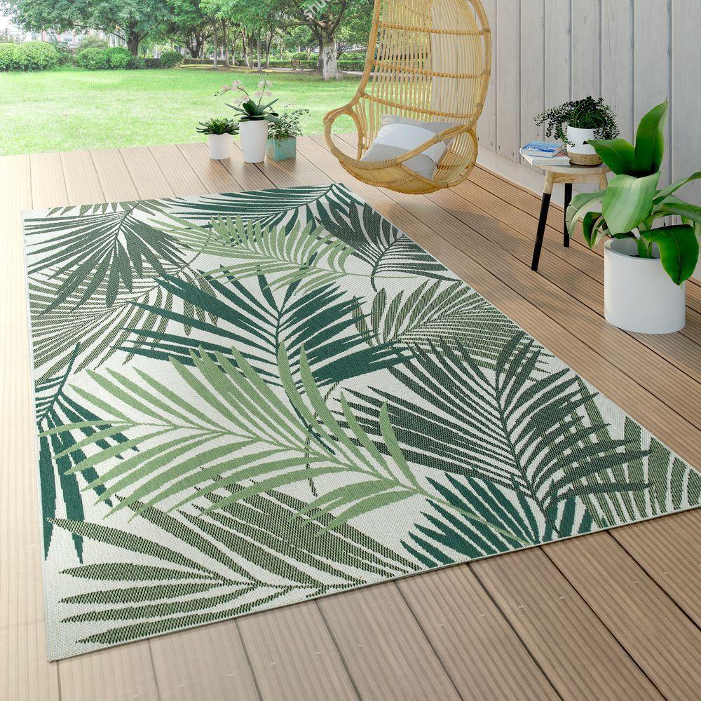 Outdoor Rug Ostende Palm Leaf Pattern - Green White - Image 10