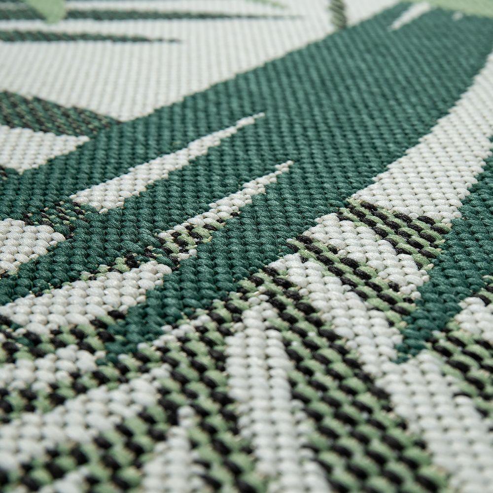 Outdoor Rug Ostende Palm Leaf Pattern - Green White - Image 3
