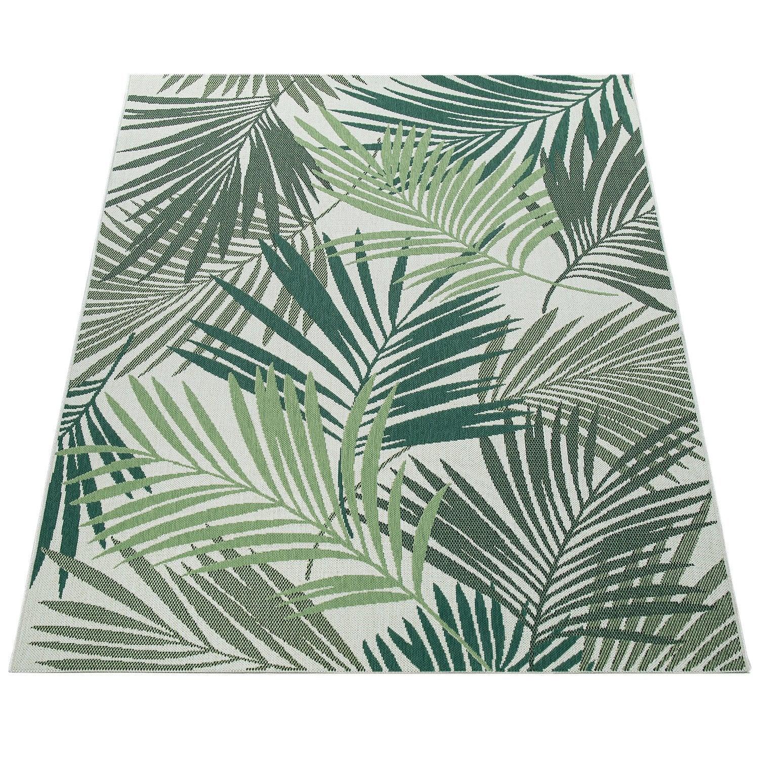 Outdoor Rug Ostende Palm Leaf Pattern - Green White - Image 4