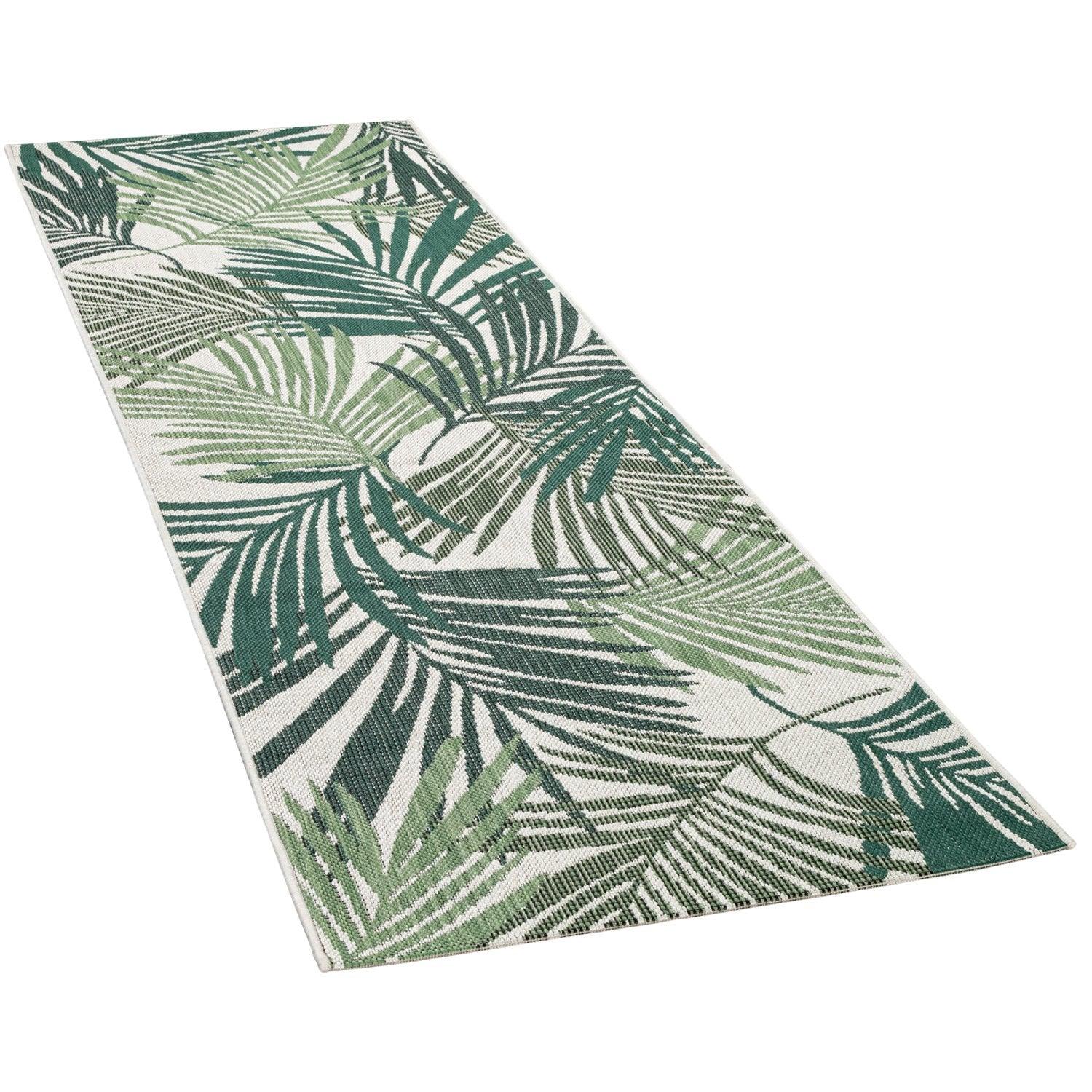 Outdoor Rug Ostende Palm Leaf Pattern - Green White - Image 5
