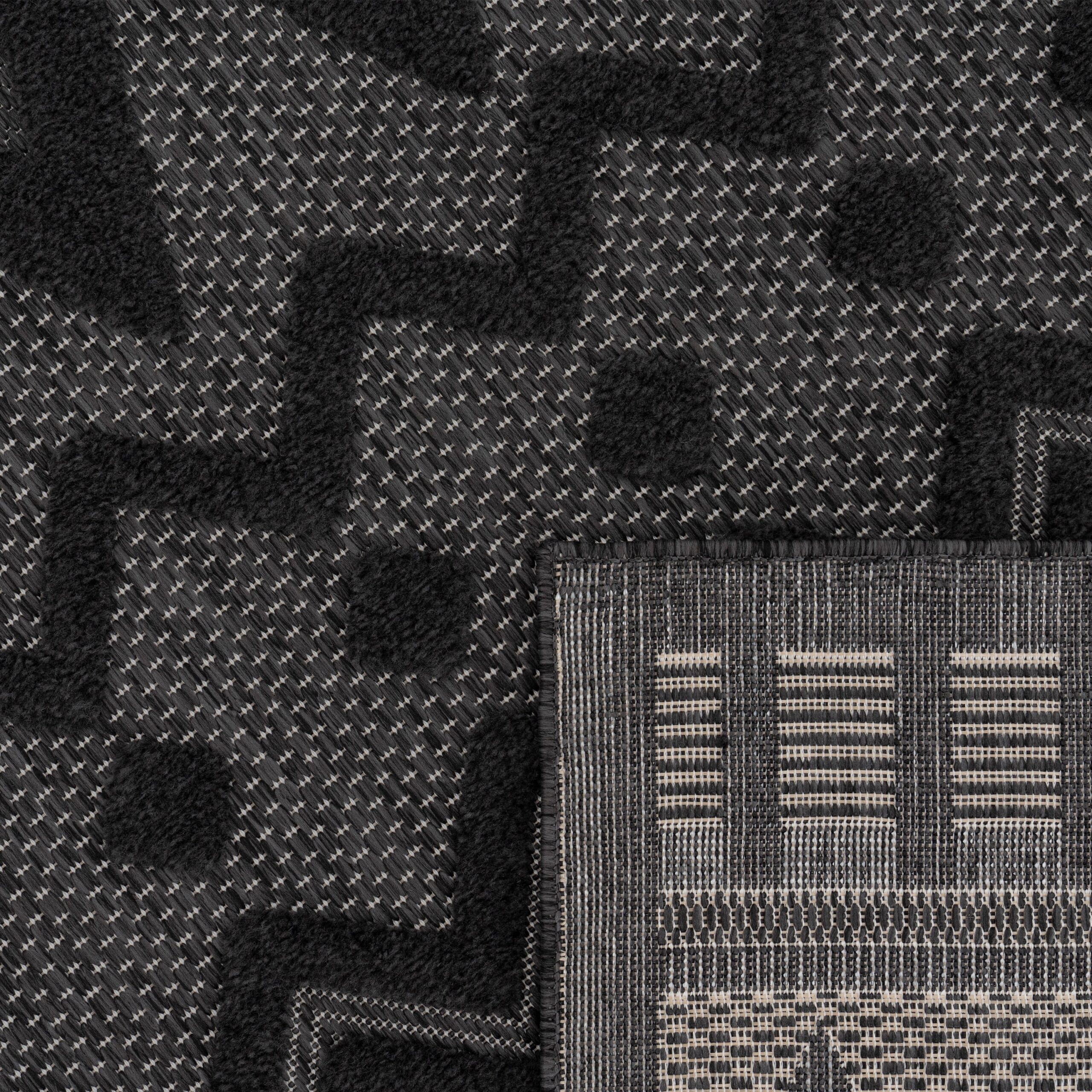 Indoor Outdoor Rug Livorno Geometric Trellis Pattern In Anthracite - Image 4