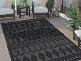 Indoor Outdoor Rug Livorno Geometric Trellis Pattern In Anthracite