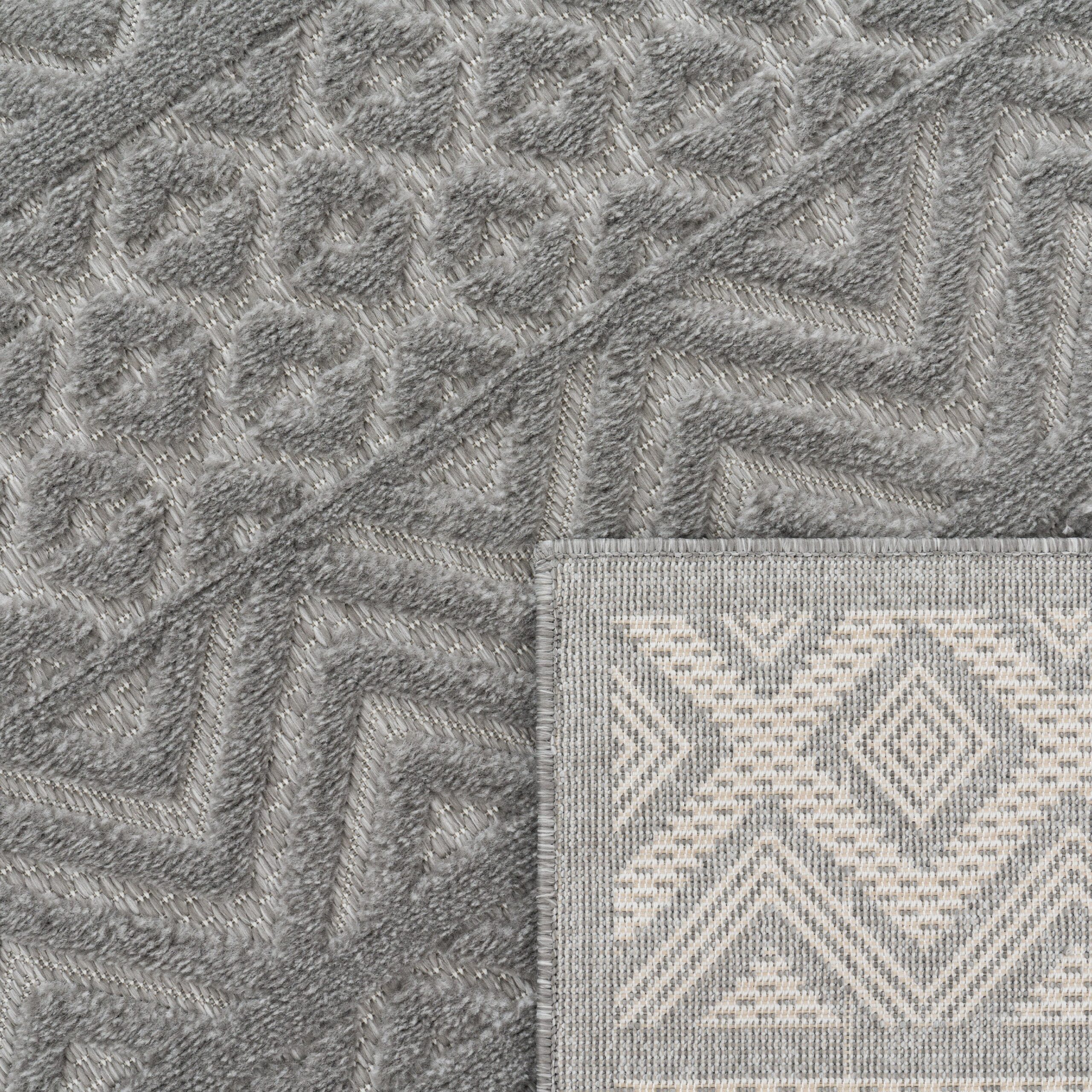 Indoor Outdoor Rug Livorno Boho High-Low Pattern In Grey - Image 4