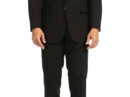 PL1969 Mens Black Slim Fit 2pc Suit