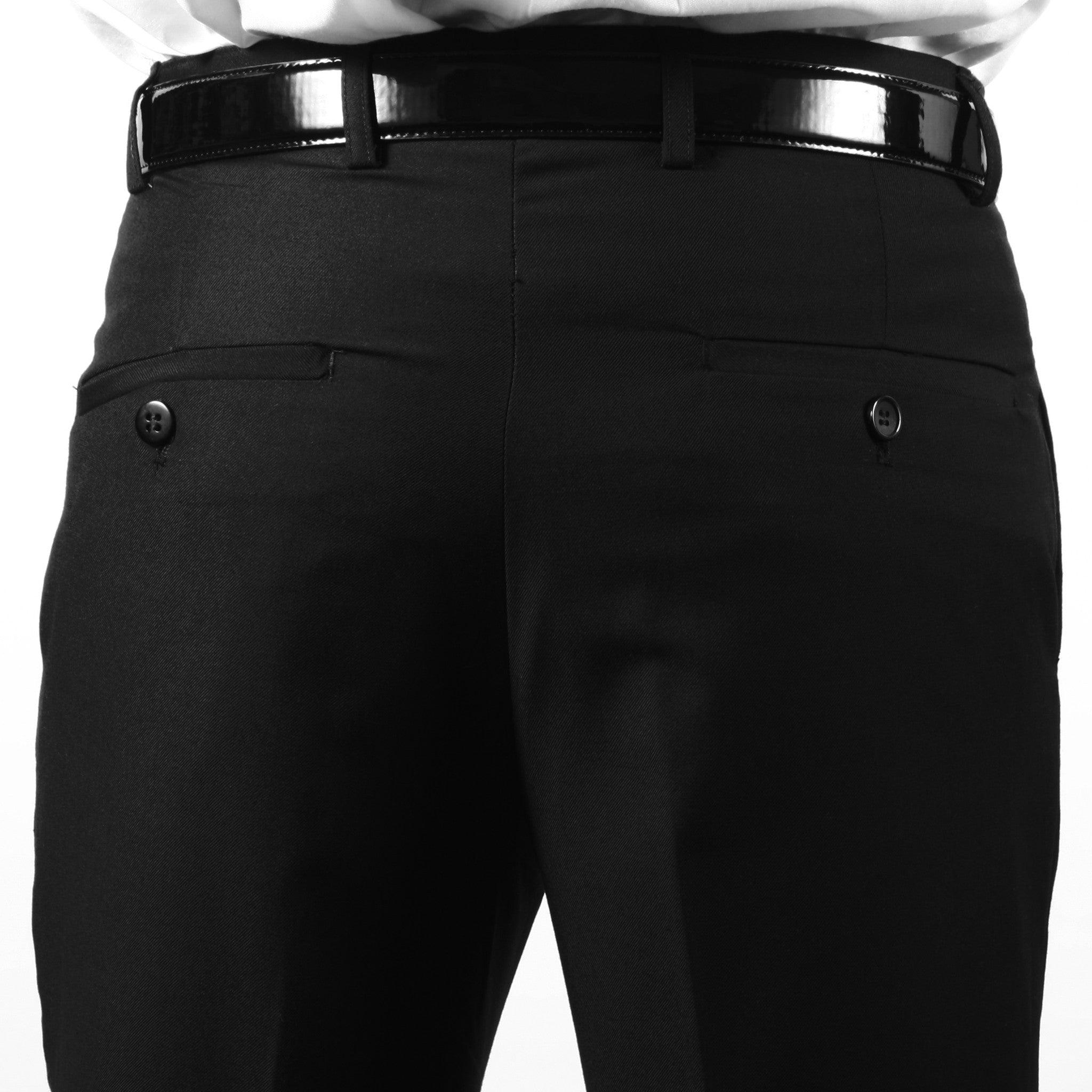 Premium Mens MP101 Black Regular Fit Dress Pants - Image 3