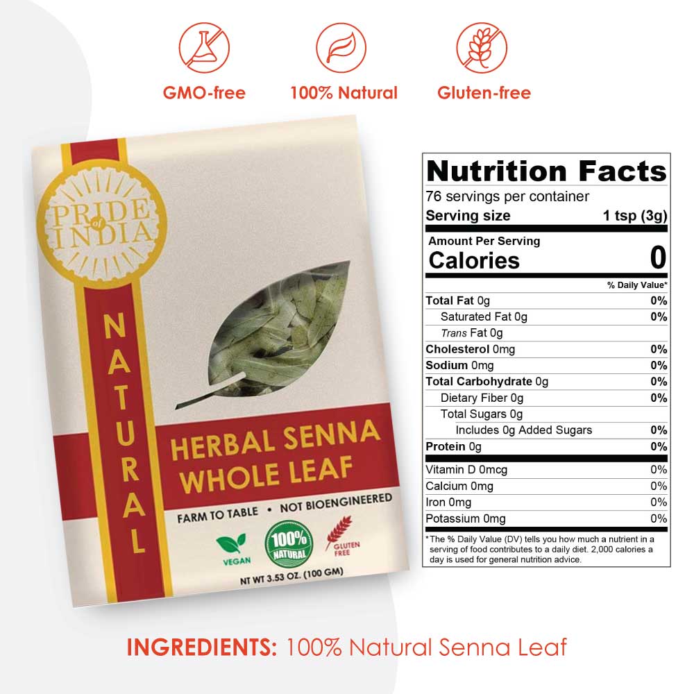 Natural Indian Senna Herb Leaf, 3.53oz (100gm) Pack - Image 2
