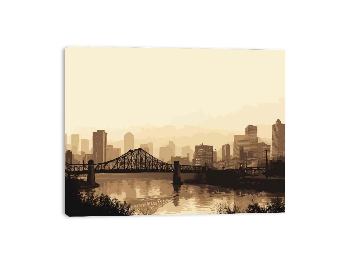 Brisbane Bridge Sepia Art Canvas Art Print - Image 6