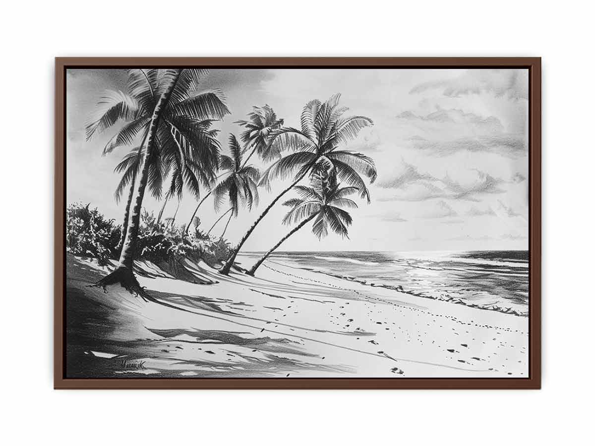 Beach Shore balck & white Canvas Art Print - Image 9
