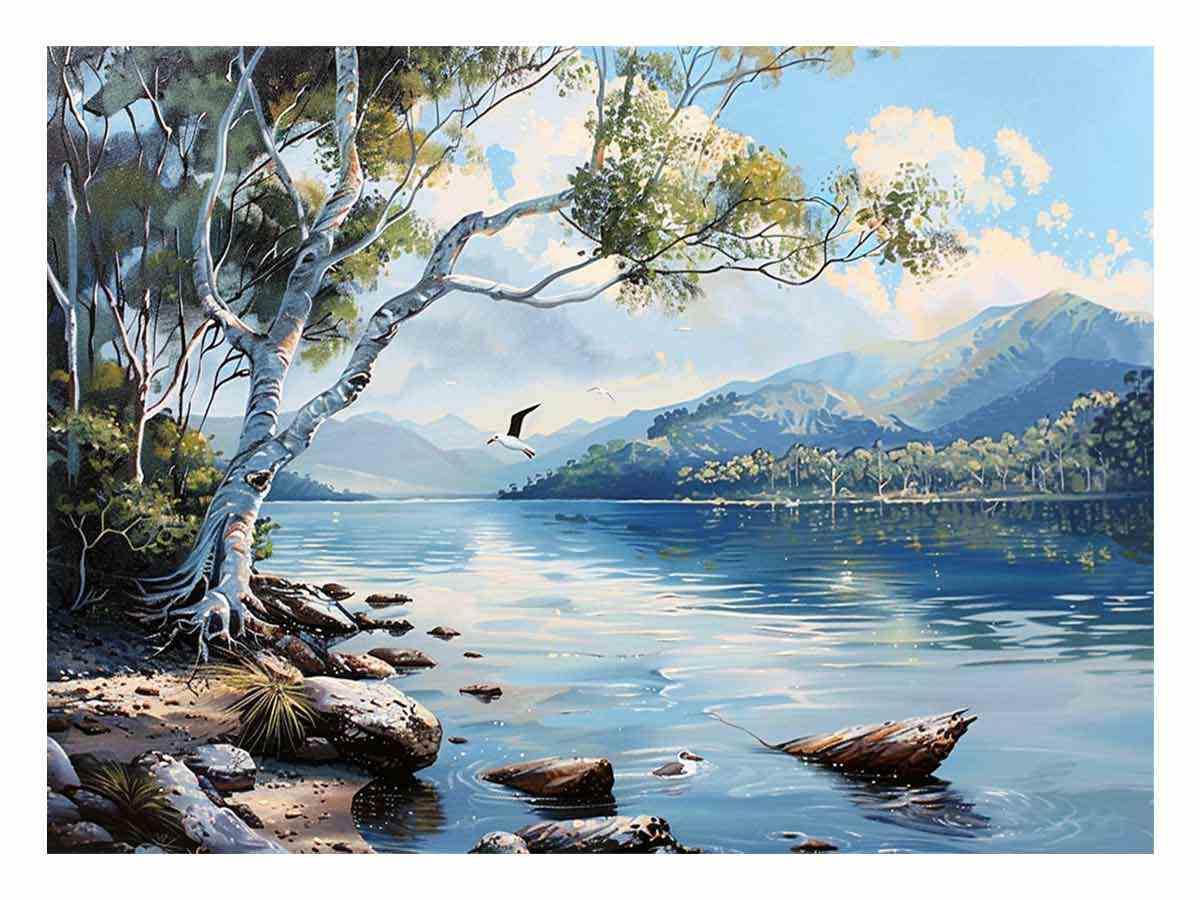 Lake Canvas Painting Art Print