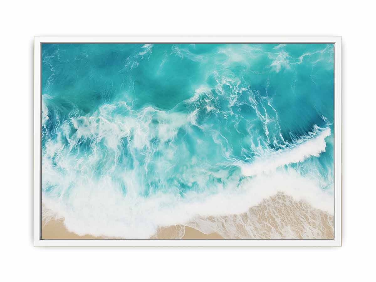 Teal Ocean Artwork Canvas Art Print - Image 20