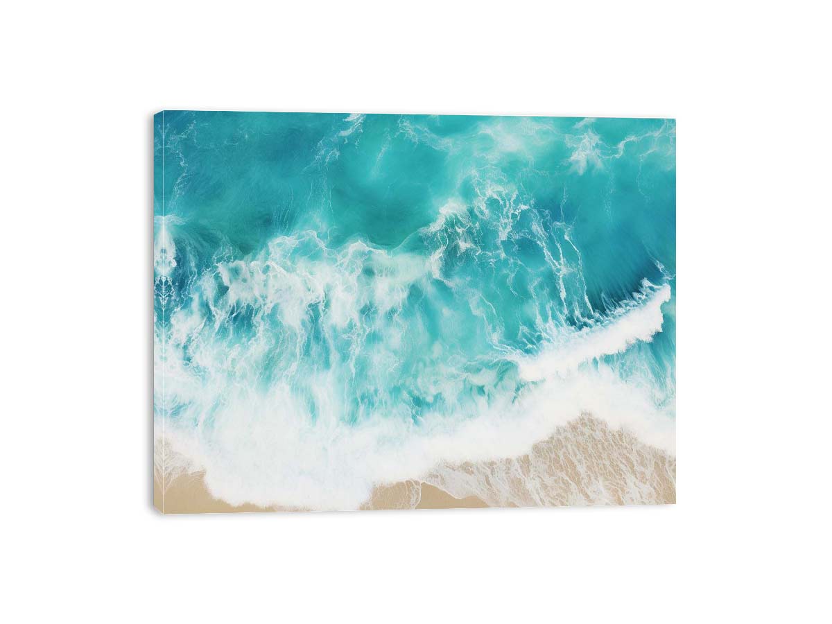 Teal Ocean Artwork Canvas Art Print - Image 6