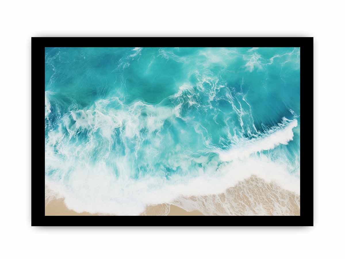 Teal Ocean Artwork Canvas Art Print - Image 34