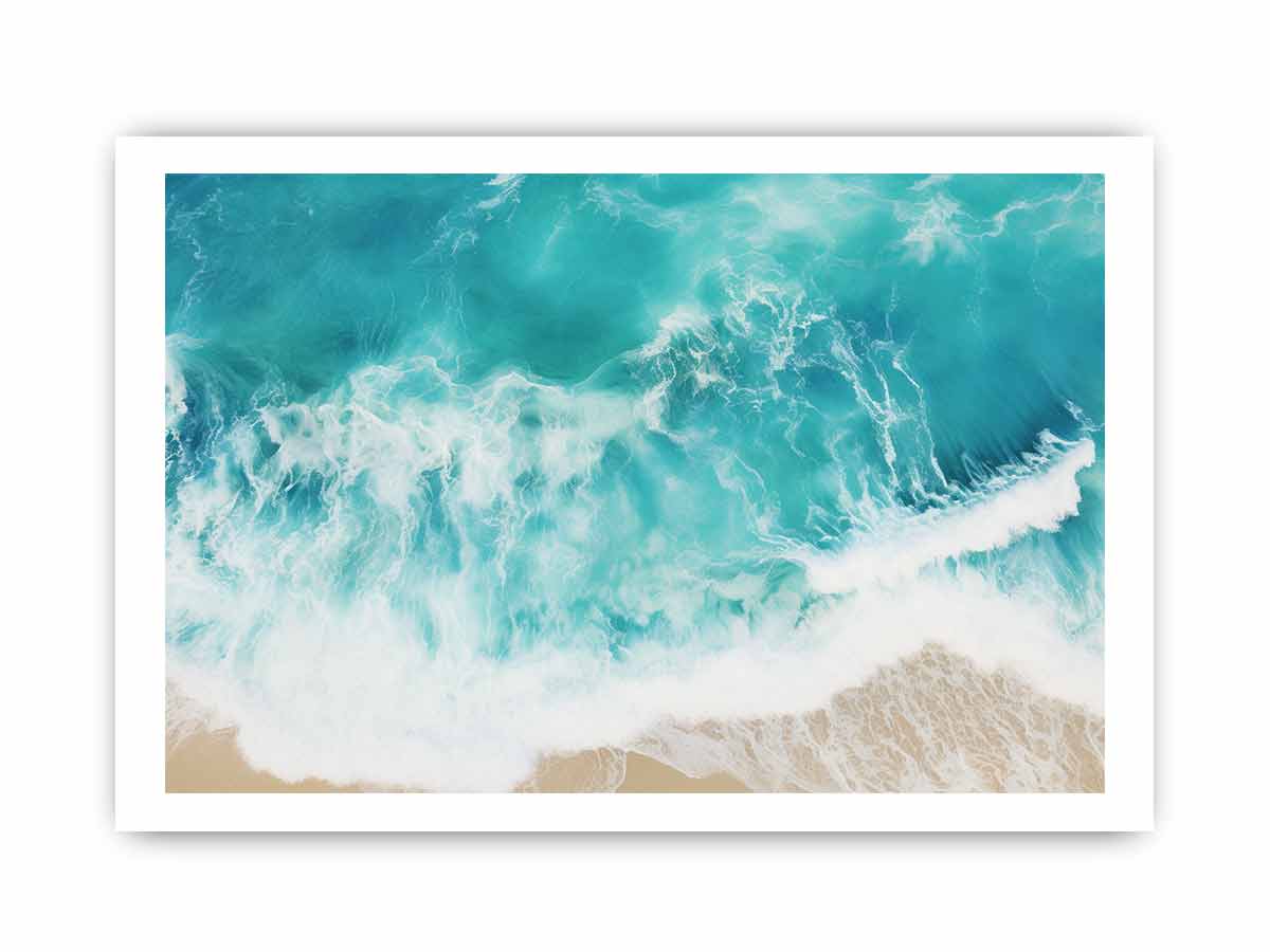 Teal Ocean Artwork Canvas Art Print - Image 23