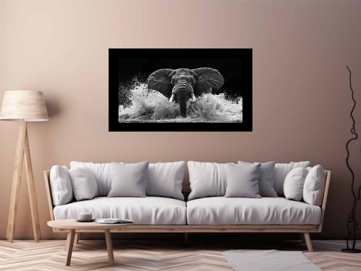 Water Elephant Canvas Art Print - Image 3