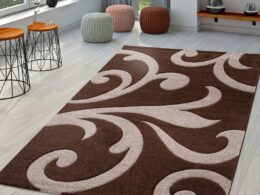 Area Rug Lafleur Modern Floral Pattern with Contour Cut - Brown
