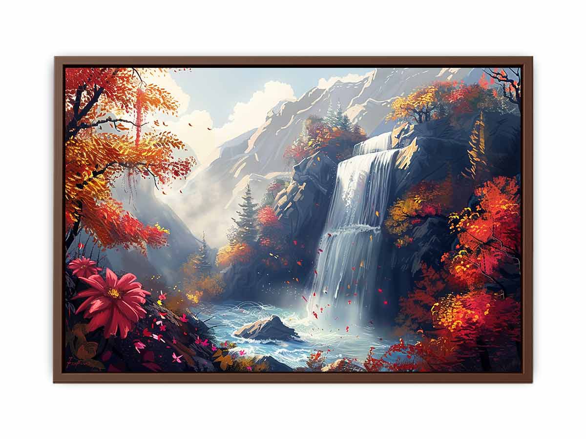 Autumn Waterfall Canvas Painting - Image 33