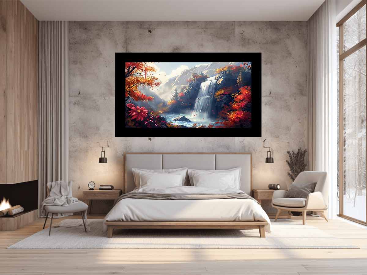 Autumn Waterfall Canvas Painting - Image 2