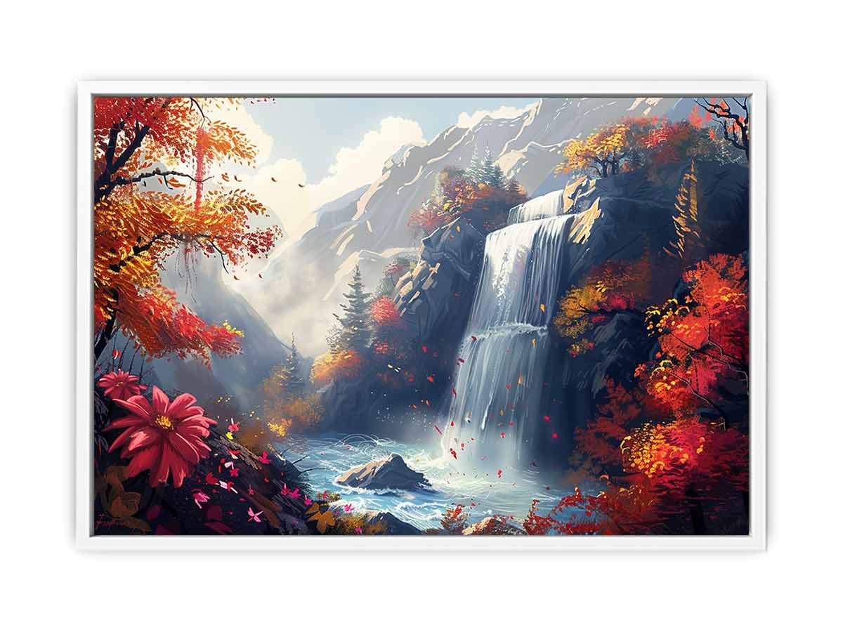 Autumn Waterfall Canvas Painting - Image 14