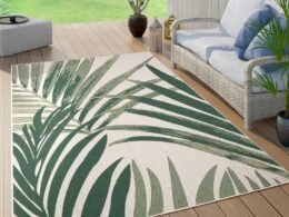 Tropical Outdoor Rug Ostende Palm Trees - Green Beige