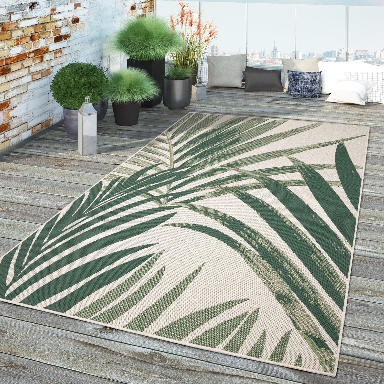 Tropical Outdoor Rug Ostende Palm Trees - Green Beige - Image 2
