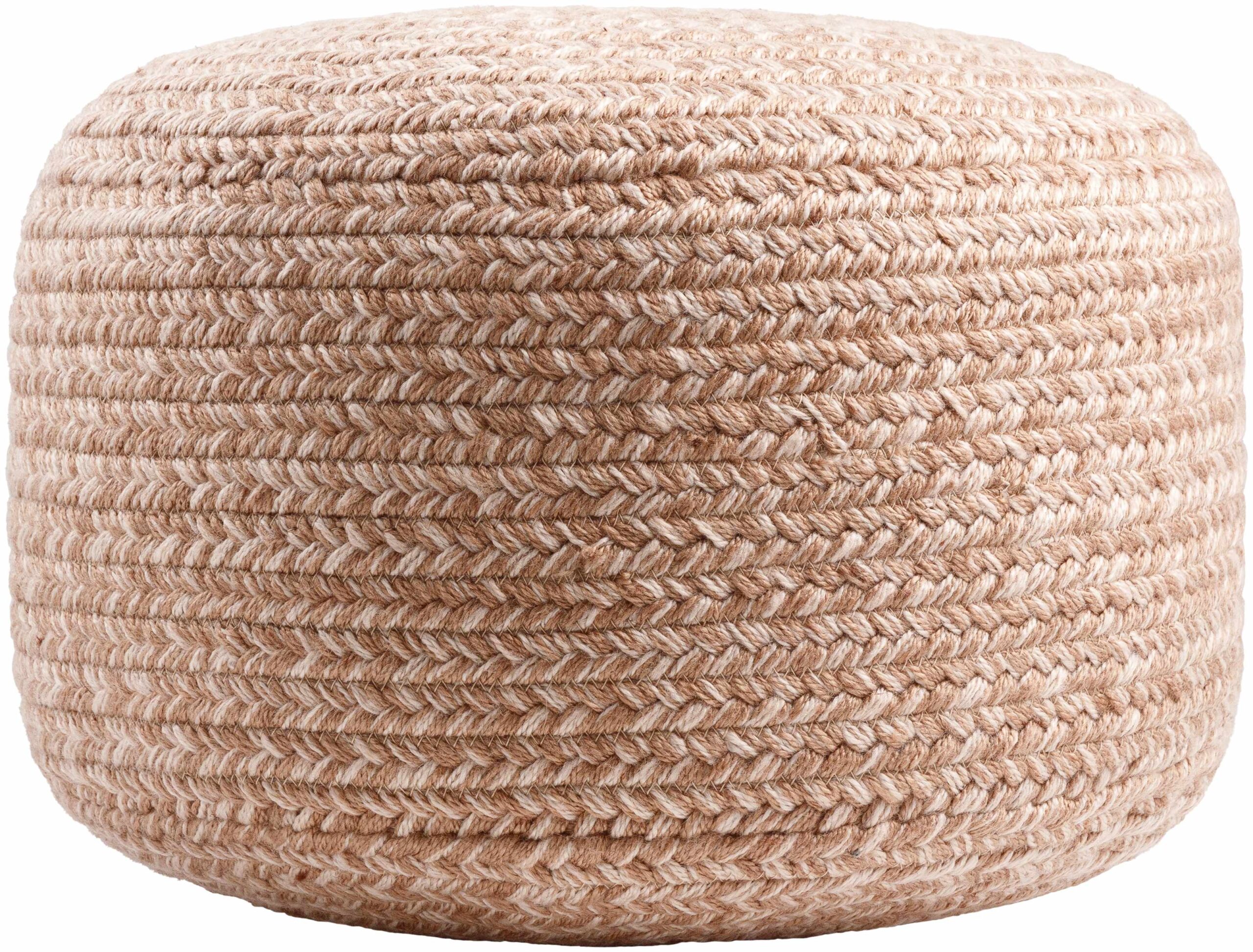 Tonanitla Natural Fiber Blush Knitted Pouf - Image 4