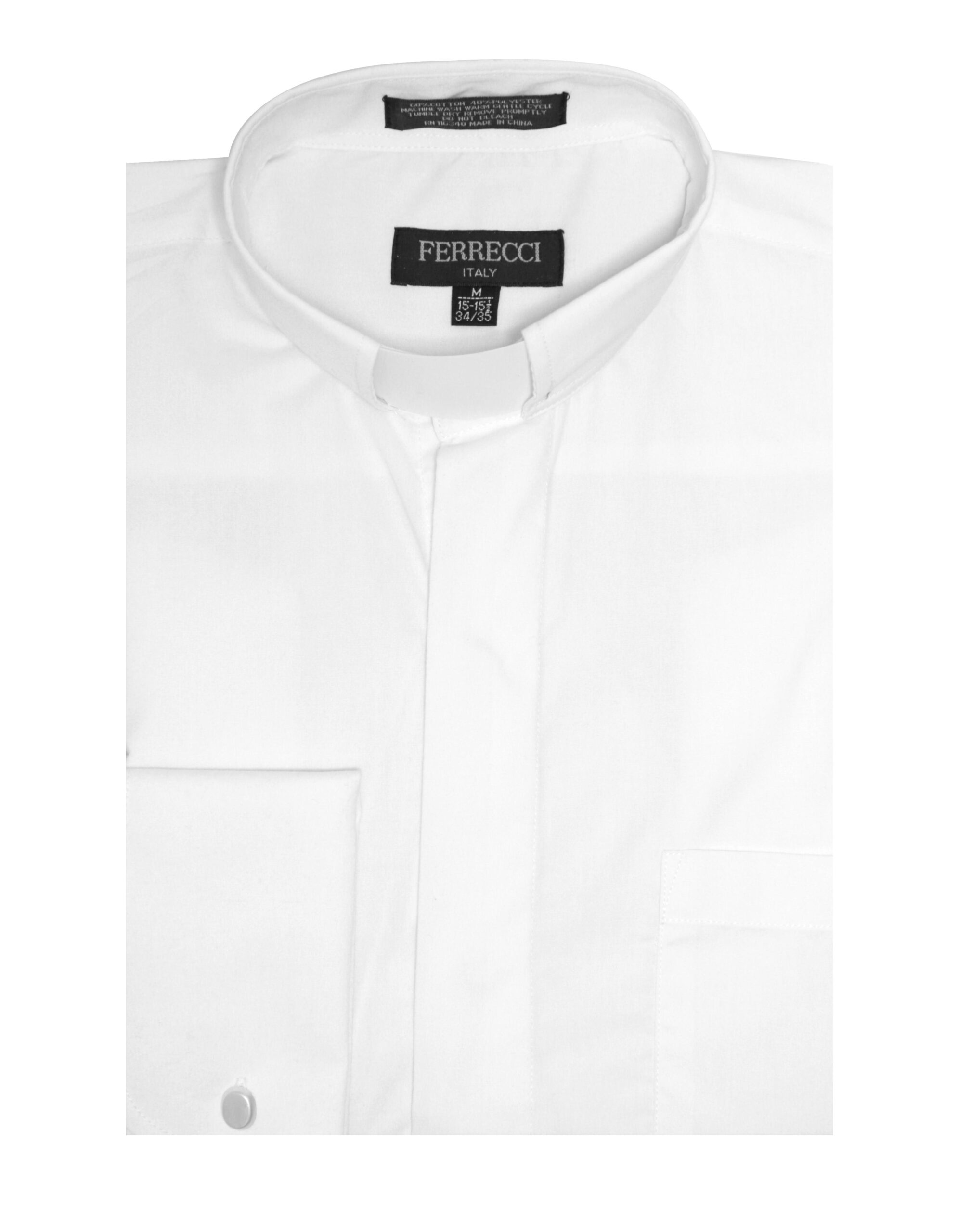 White Clergy Deacon Bishop Priest Mandarin Collar Dress Shirt - Image 4