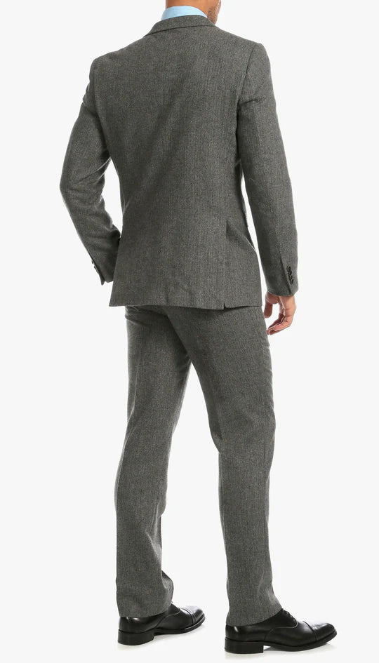 York Grey Slim Fit 3 Piece Herringbone Suit - Image 5