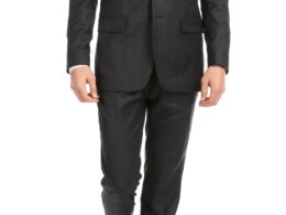Yves Grey Plaid Check Men's Premium 2 Piece Wool Slim Fit Suit