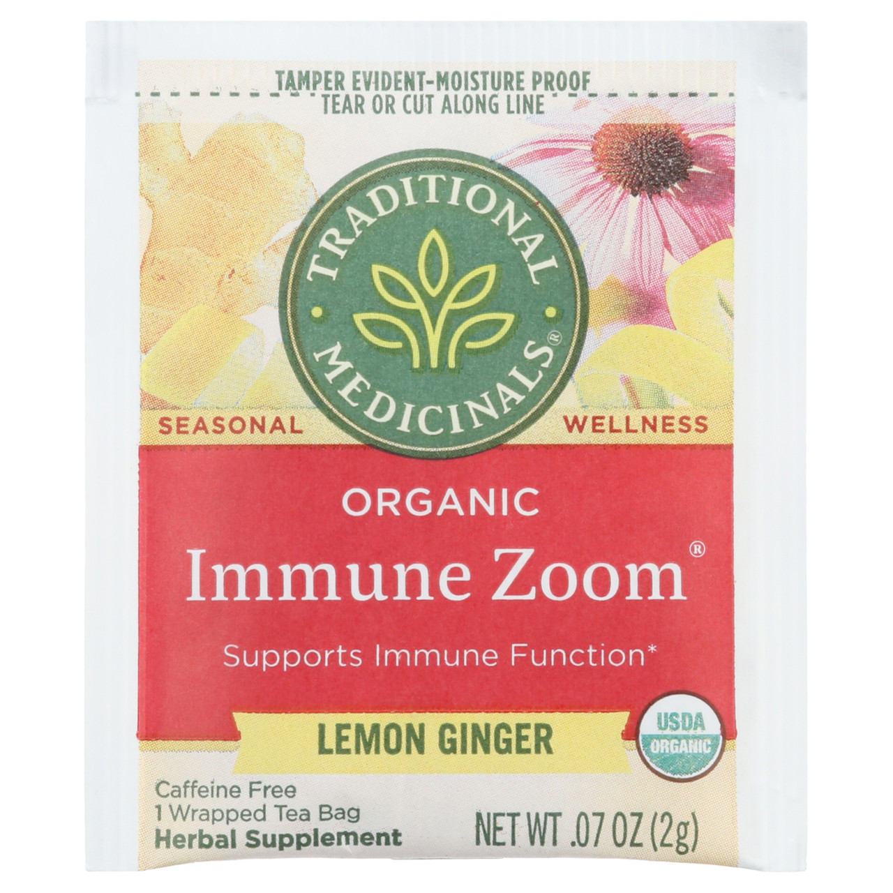 Organic Immune Zoom Caffeine Free Lemon Ginger Tea 16 Tea Bags (Pack of 6 Boxes) - Image 7