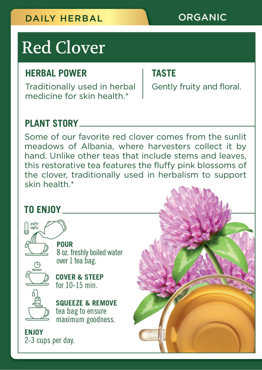 Traditional Medicinals Organic Red Clover Herbal tea 16 Tea Bags (Pack of 6 Boxes) - Image 2