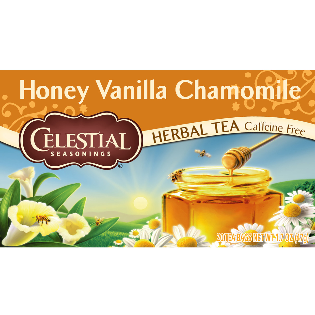 Celestial Seasonings Honey Vanilla Chamomile Herbal Tea 20 Tea Bags (Pack of 6 Boxes)