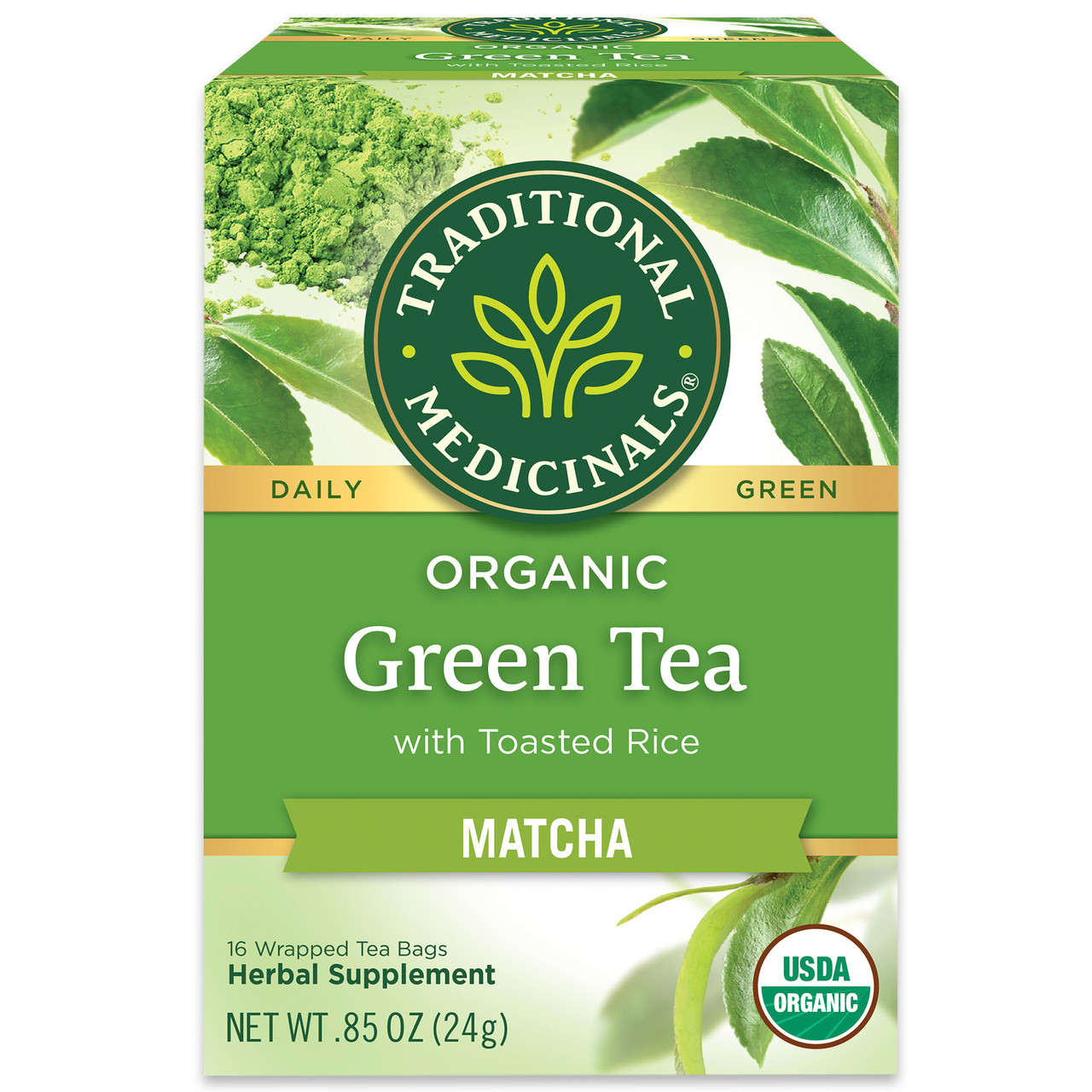 Traditional Medicinals Organic Matcha Green Tea 16 Tea Bags (Pack of 6 Boxes)