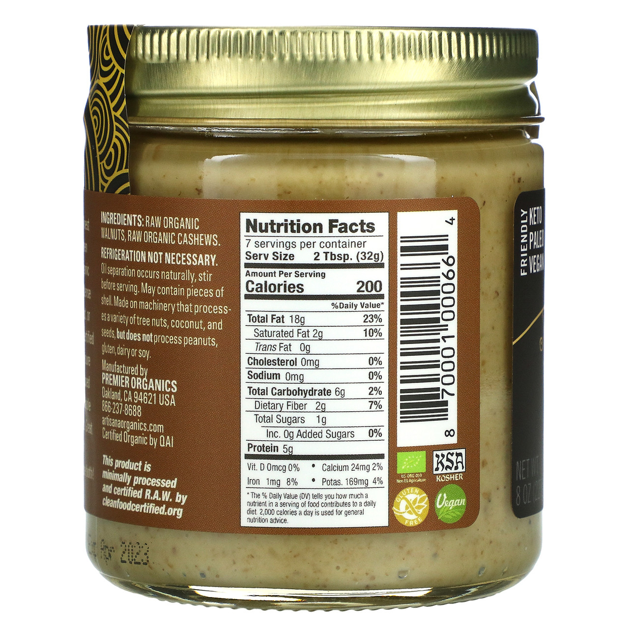 Artisana Walnut Butter Raw (6x8OZ ) - Image 2
