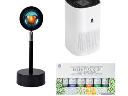 Home Wellness Bundle – True HEPA Air Purifier, Sunset Projector Lamp & 6-Pack Essential Oils