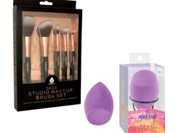 Pursonic Complete Makeup Application Kit - 5-Piece Studio Makeup Brush Set & Facial Makeup Blender Sponge with Stand