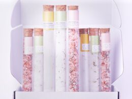 Natural Bath Salts Gift set in 8 Glass Tubes, Luxurious Bath Experience
