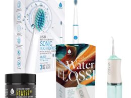 Pursonic Oral Care Power Bundle: USB Rechargeable Water Flosser, Electric Toothbrush, and Charcoal Teeth Whitener