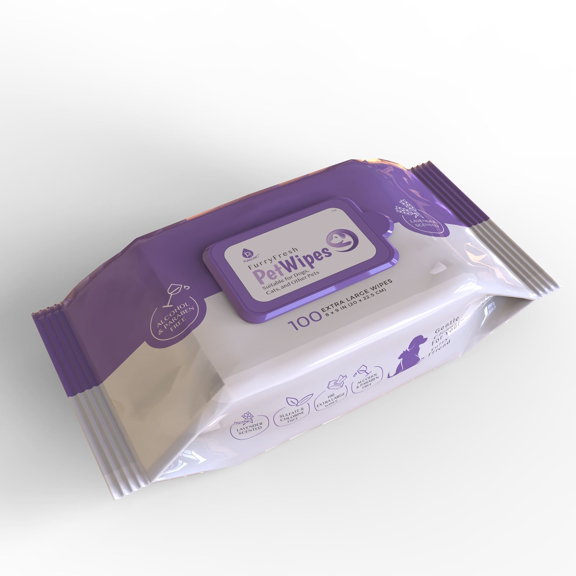 Furry Fresh Pet Wipes - Lavender Scented, 100 Extra Large Wipes - Image 3